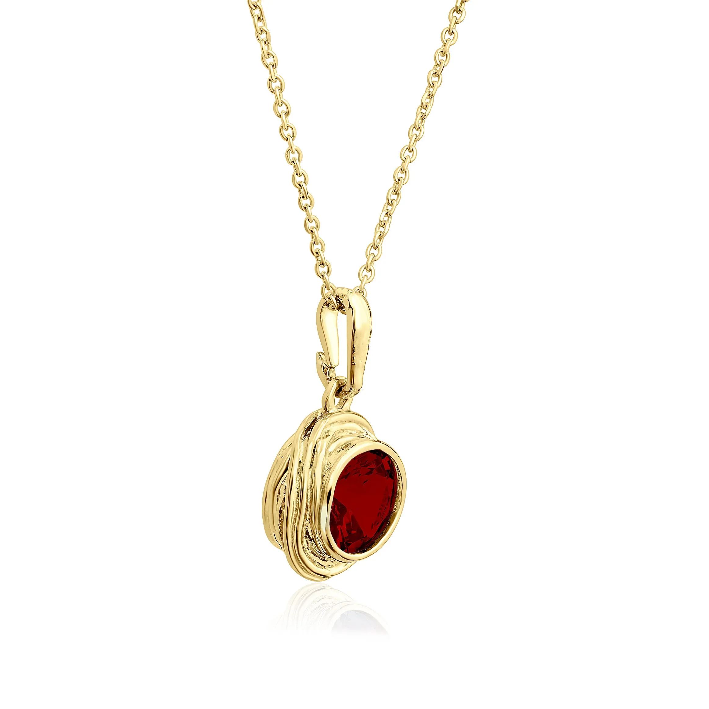 14K Gold Over Sterling Silver Garnet CZ Necklace