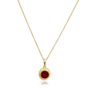14K Gold Over Sterling Silver Garnet CZ Necklace