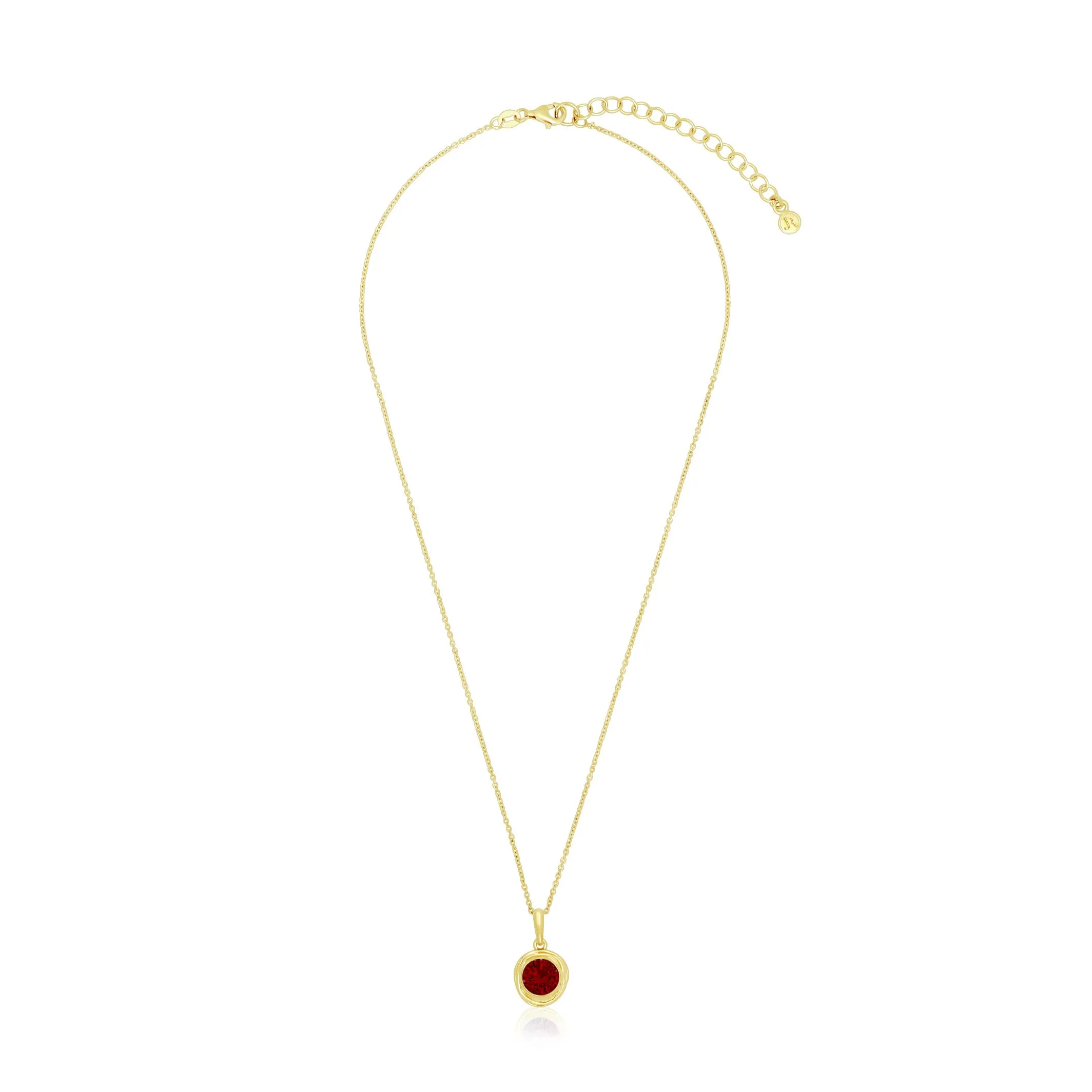 14K Gold Over Sterling Silver Garnet CZ Necklace