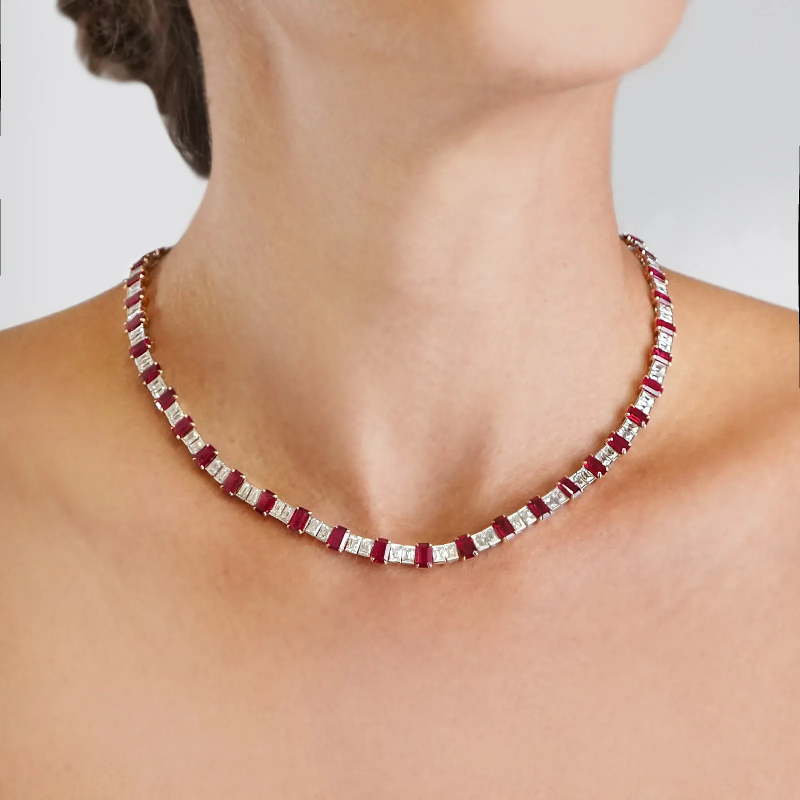 26.19 cts Burmese Ruby with Diamond Necklace (ENQUIRE)