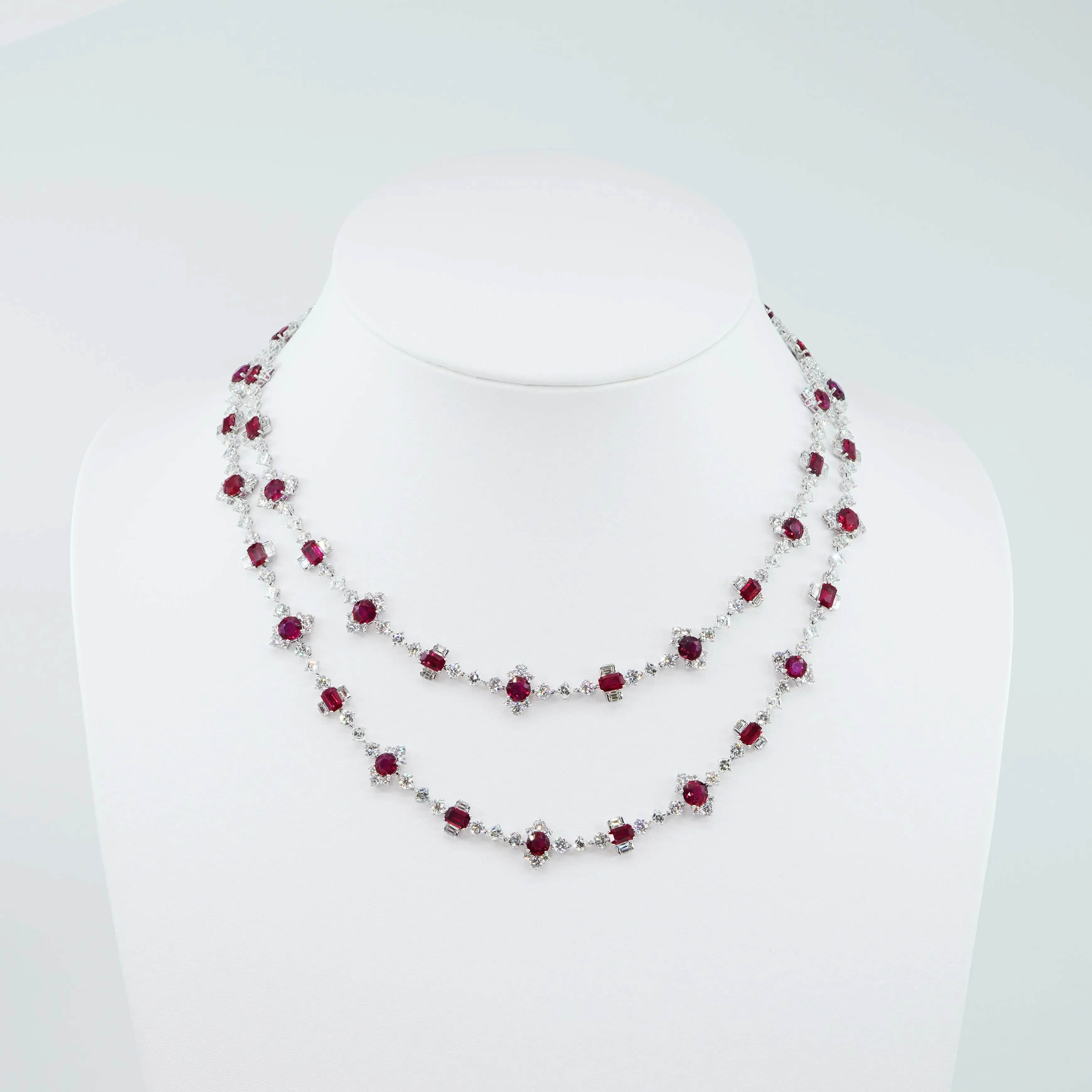 28.00 cts Burmese Ruby with Diamond Necklace