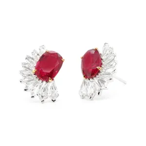 3.361 / 3.040 cts  Unheated Ruby with Diamond Earrings (ENQUIRE)