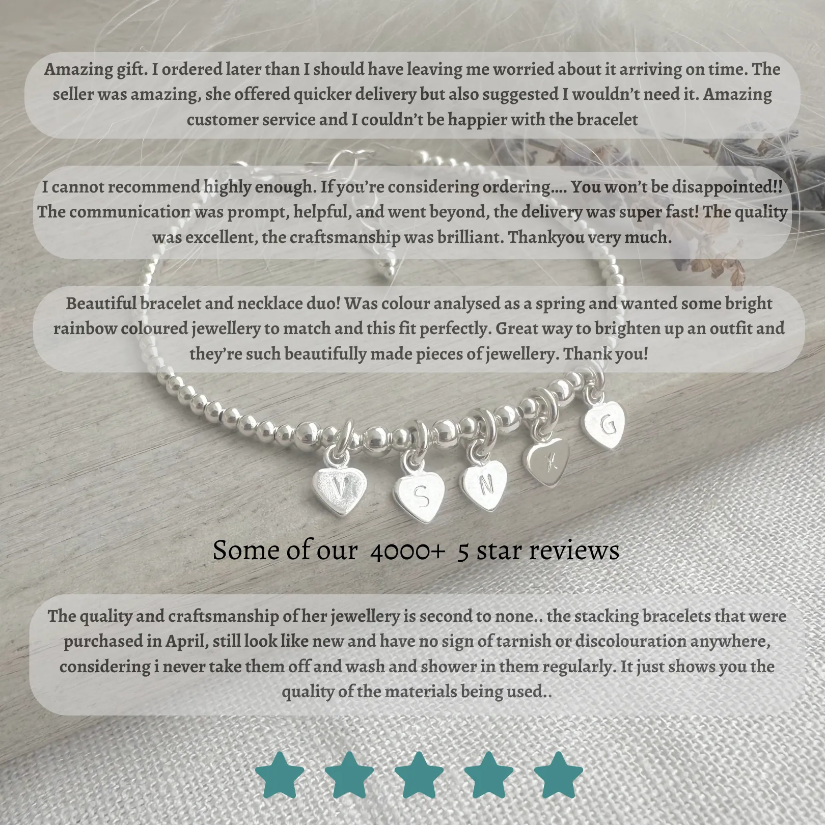 A Birthstone Bracelet Set, Layering Bracelets for Women in Sterling Silver
