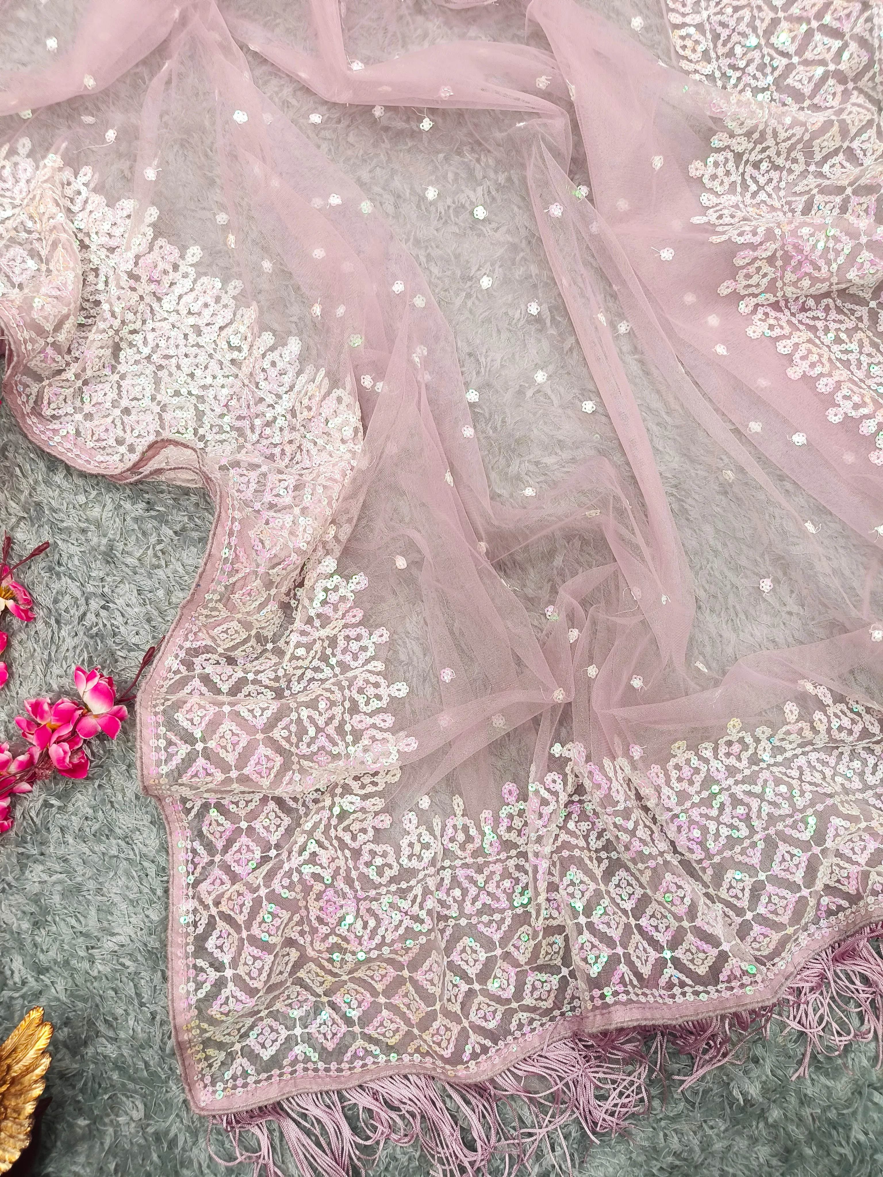 Beautiful Designer Bollywood Heavy Soft Net Sequanc Saree