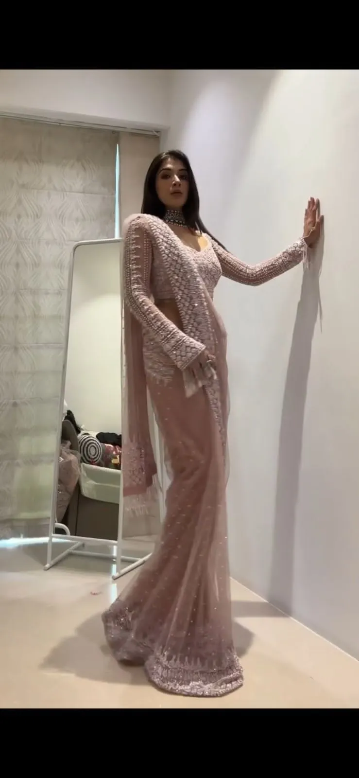Beautiful Designer Bollywood Heavy Soft Net Sequanc Saree
