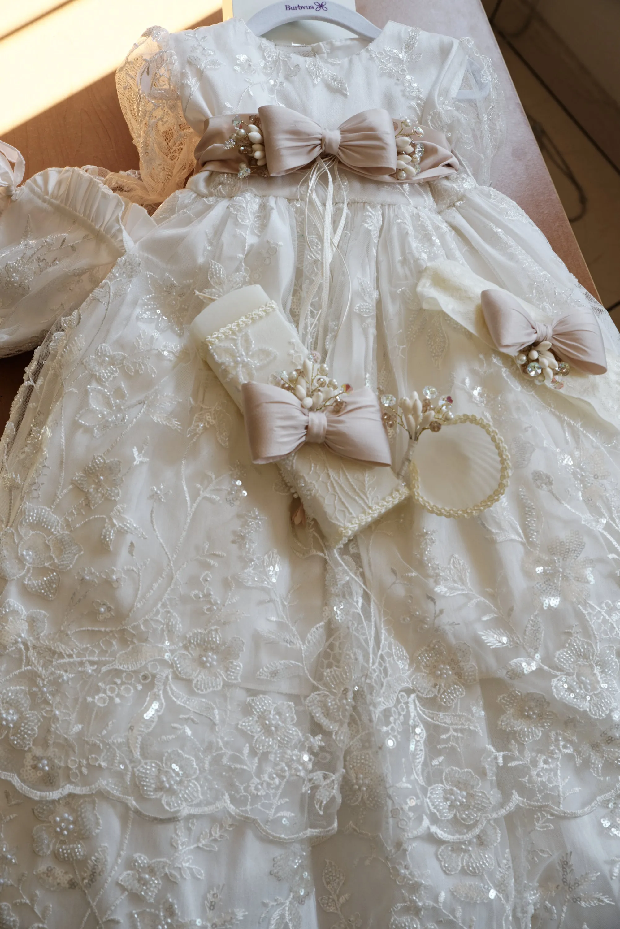 Christening Dress G044   Matching Candle Set