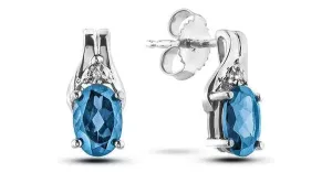 December Birthstone 0.02TW Diamond 10K Yellow Gold Earrings - Blue Topaz
