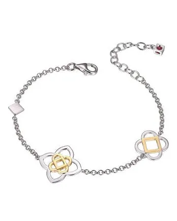 Fancy Bracelet in Sterling Silver and18K Yellow Gold Plate