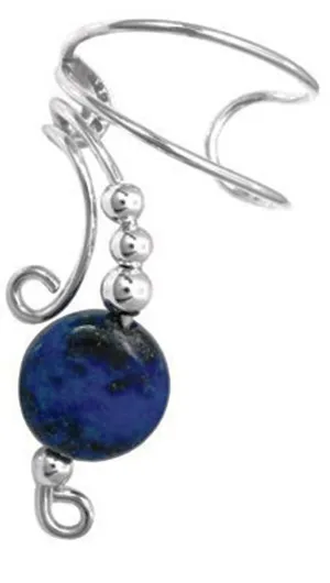 Long Lapis Lazuli Disc Ear Cuff