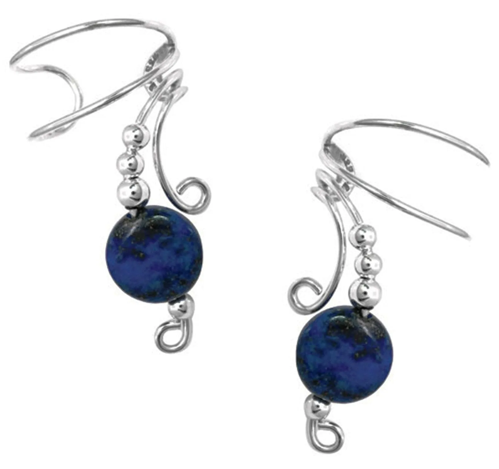 Long Lapis Lazuli Disc Ear Cuff