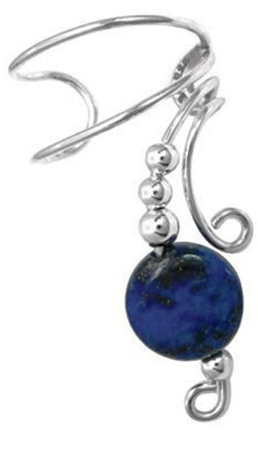 Long Lapis Lazuli Disc Ear Cuff