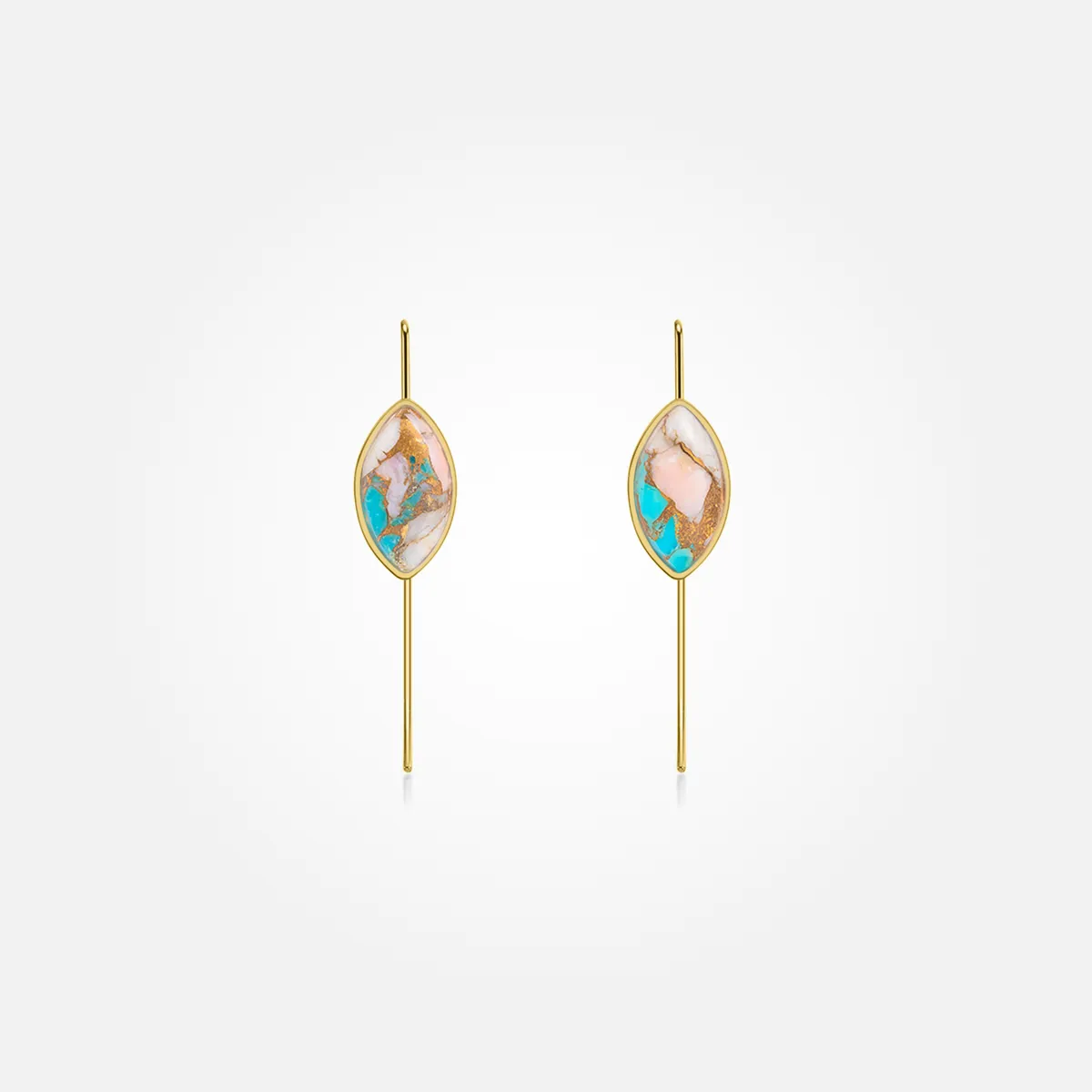 Opal Turquoise Copper Stone Earrings (Straight)