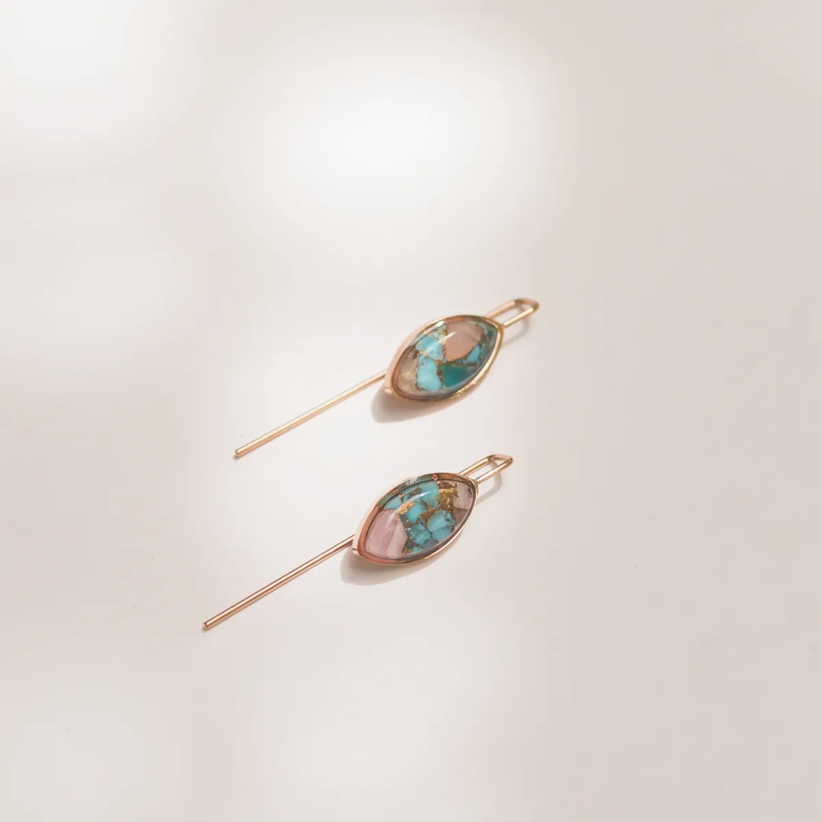 Opal Turquoise Copper Stone Earrings (Straight)