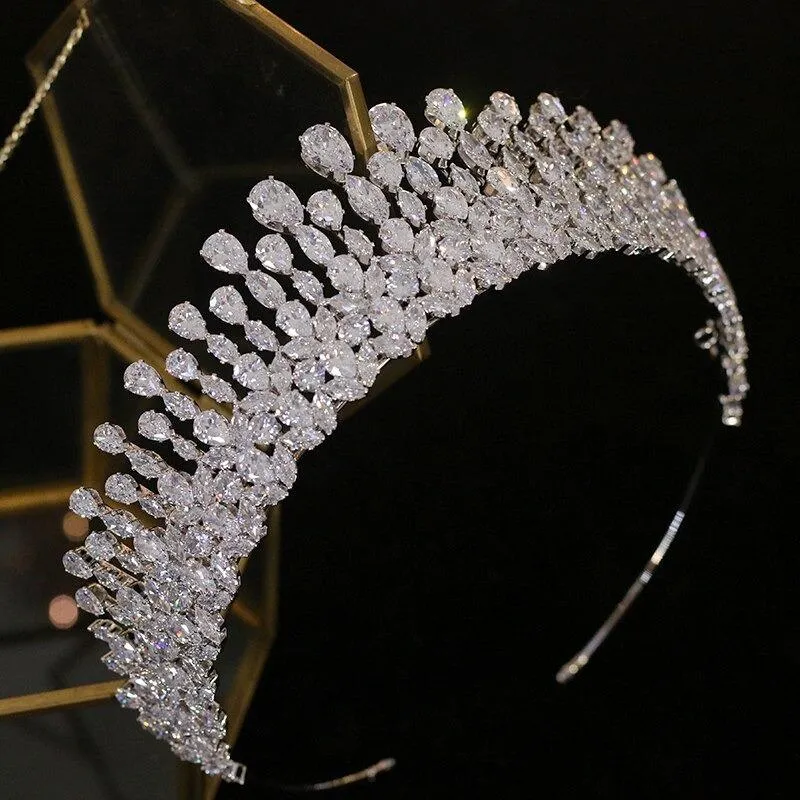 Queenly Water Drop Rhinestone Crown
