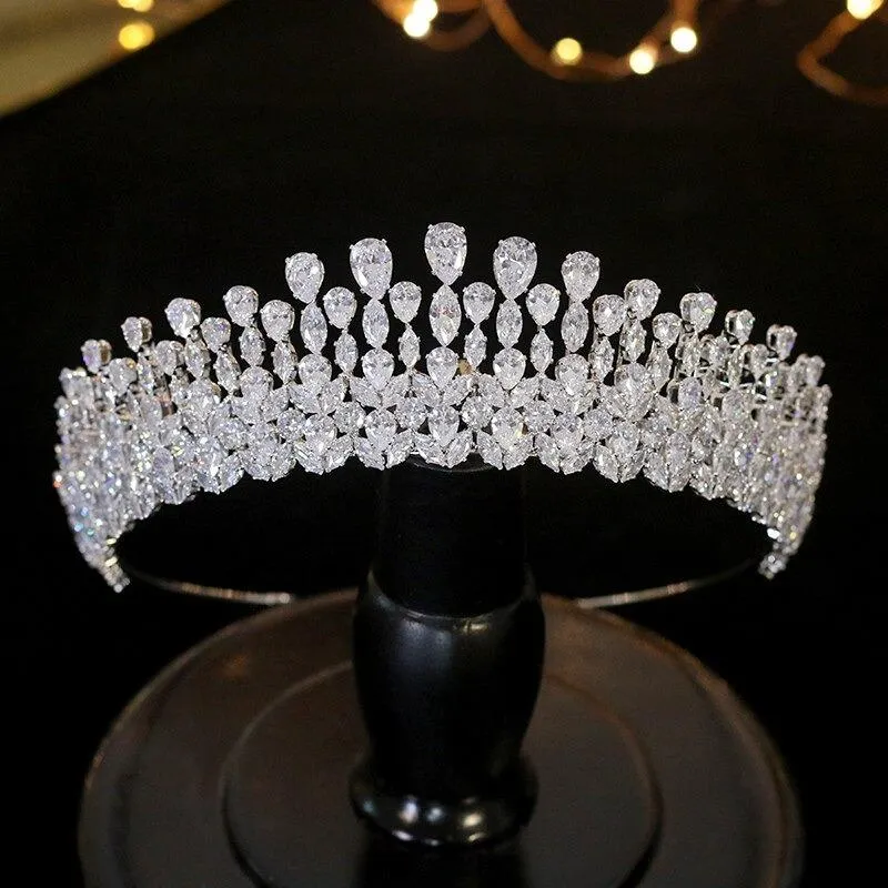 Queenly Water Drop Rhinestone Crown