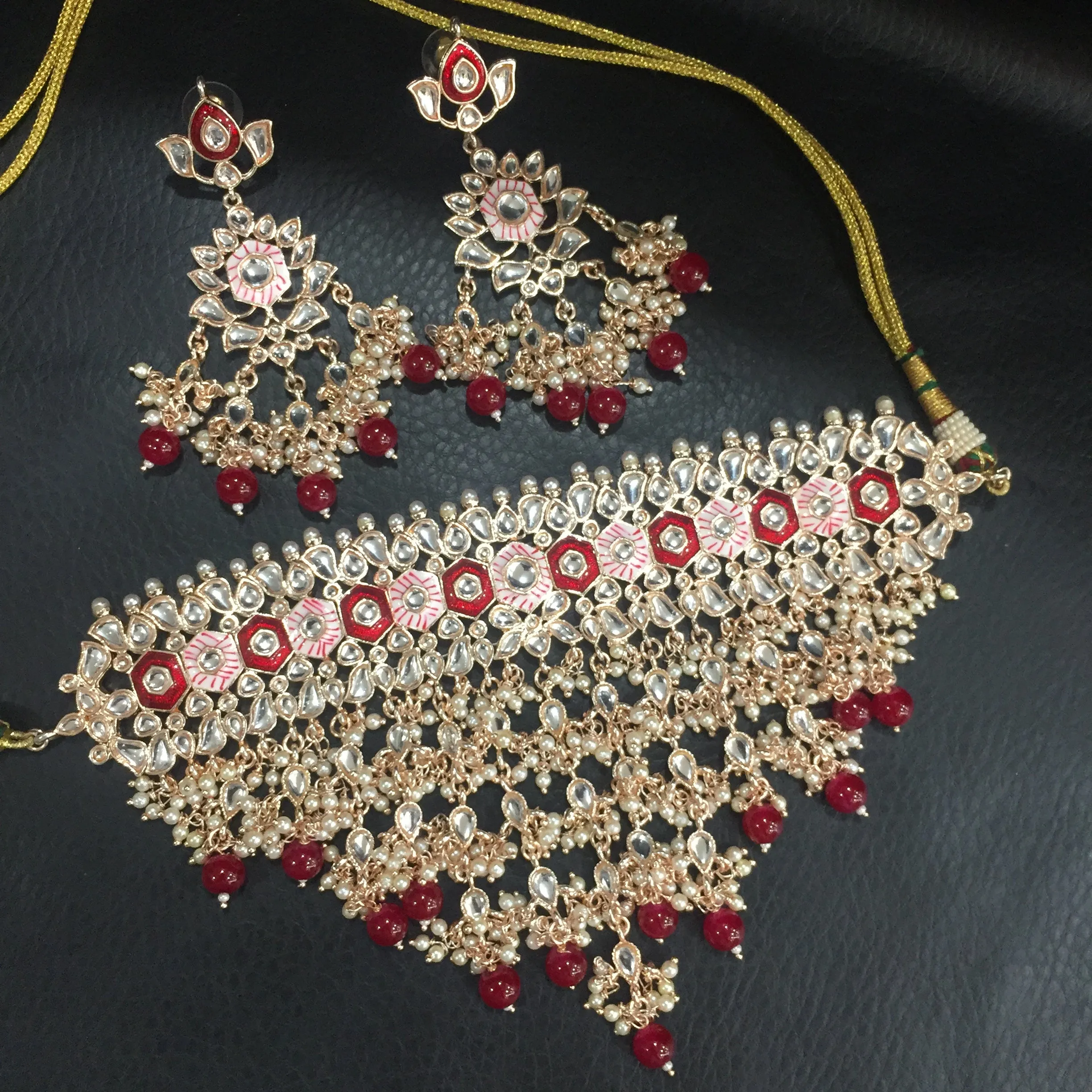 Ruby Kundan Necklace Set 18991-6173