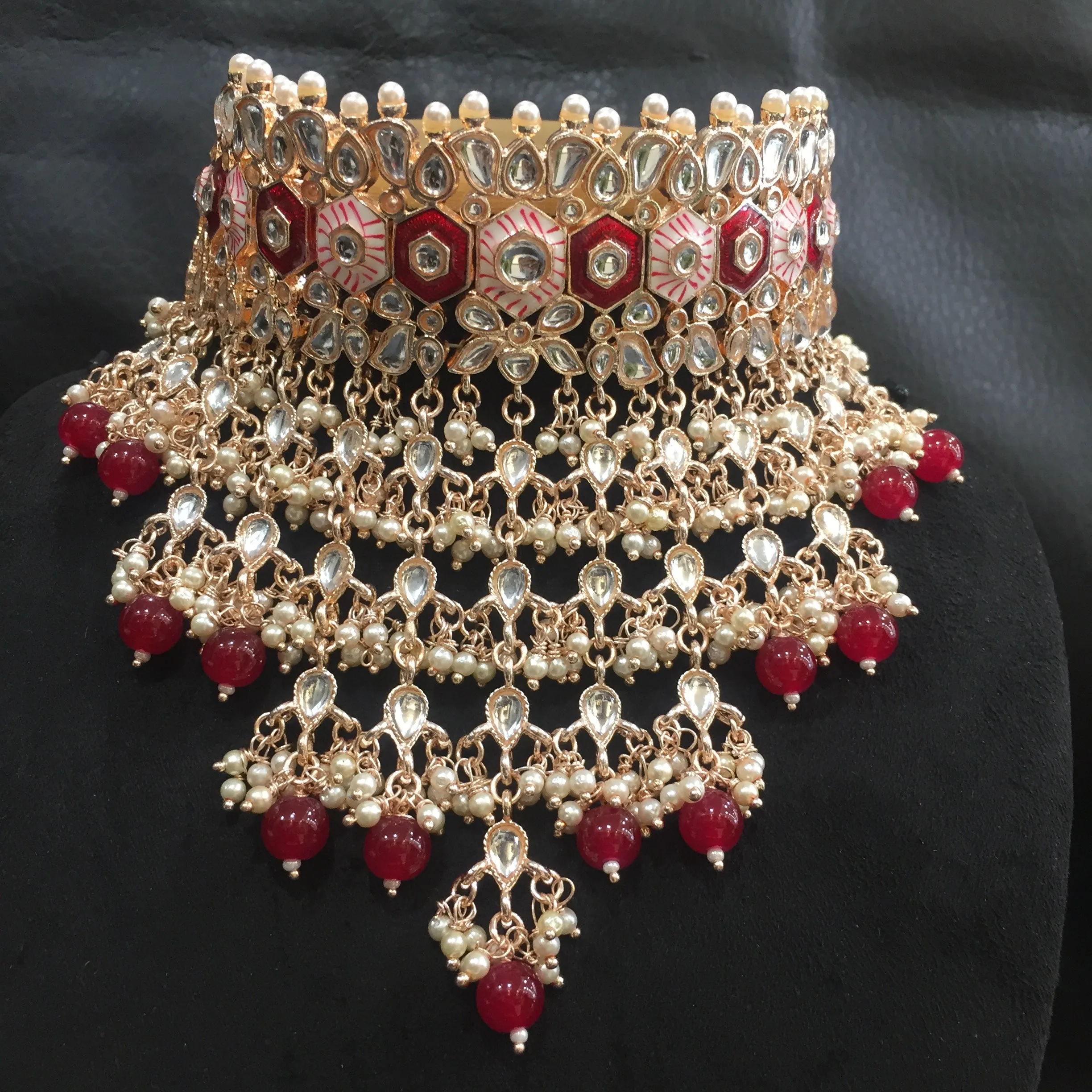 Ruby Kundan Necklace Set 18991-6173