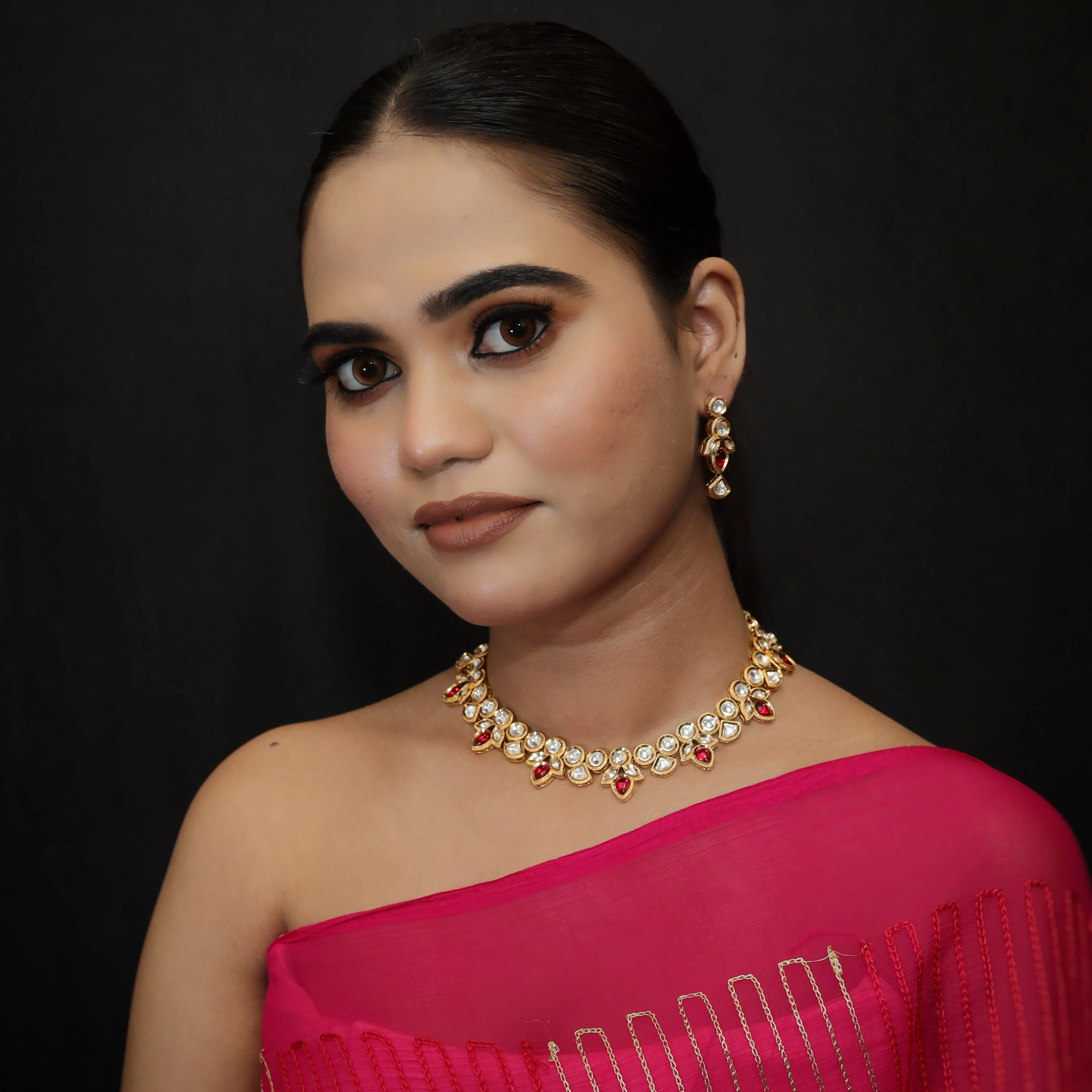 Ruby Kundan Necklace Set 19074-6256