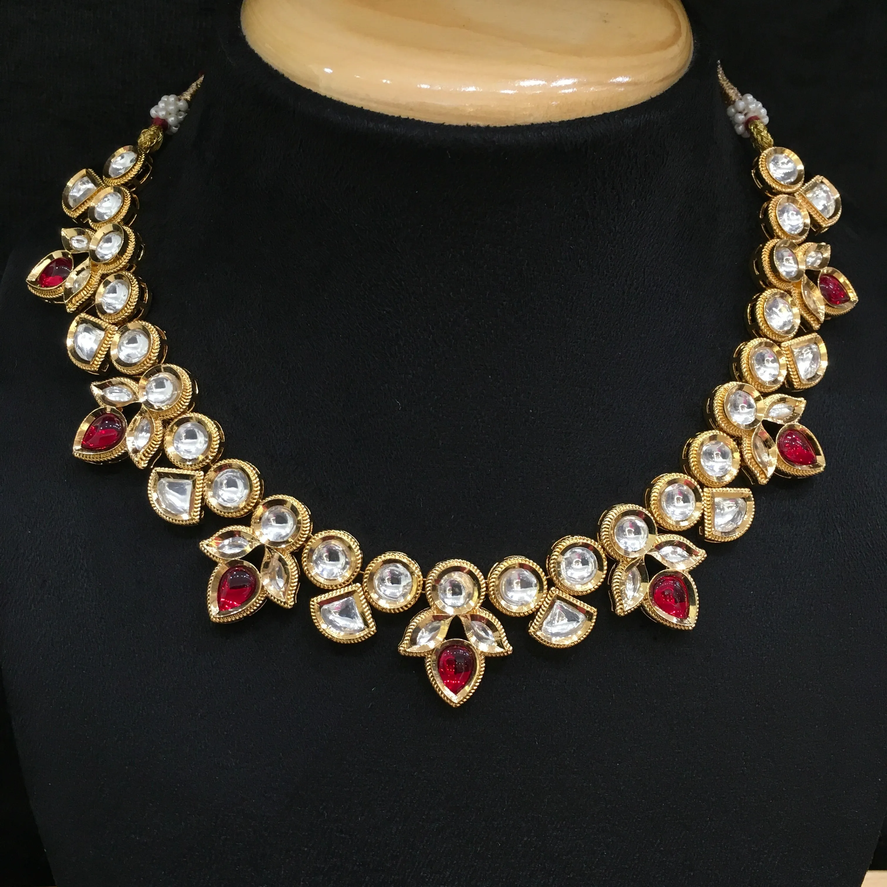 Ruby Kundan Necklace Set 19074-6256