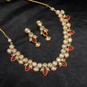 Ruby Kundan Necklace Set 19074-6256