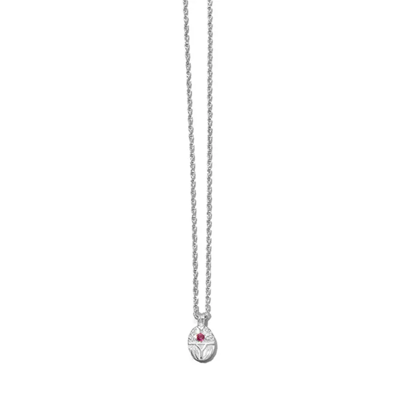 Scarab Necklace, Ruby, Silver