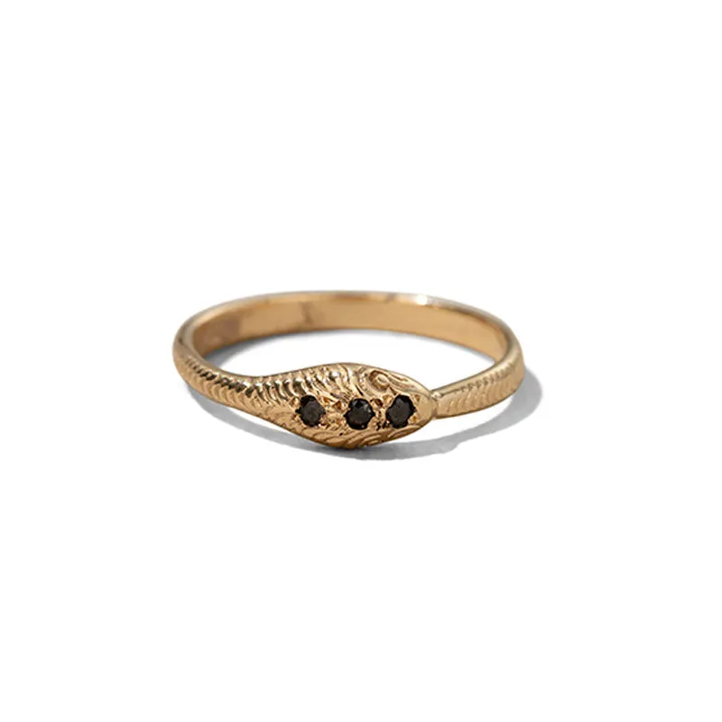 Serpent Band, Black Diamond, 9kt Yellow Gold