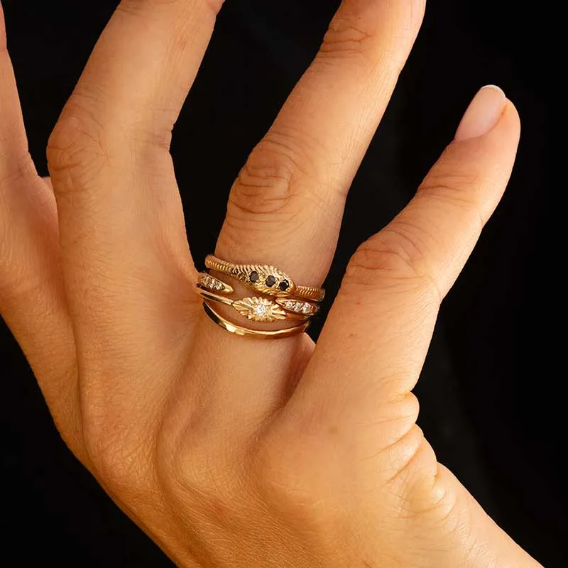 Serpent Band, Black Diamond, 9kt Yellow Gold