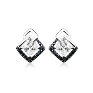 Silver White Topaz and Spinel Earrings