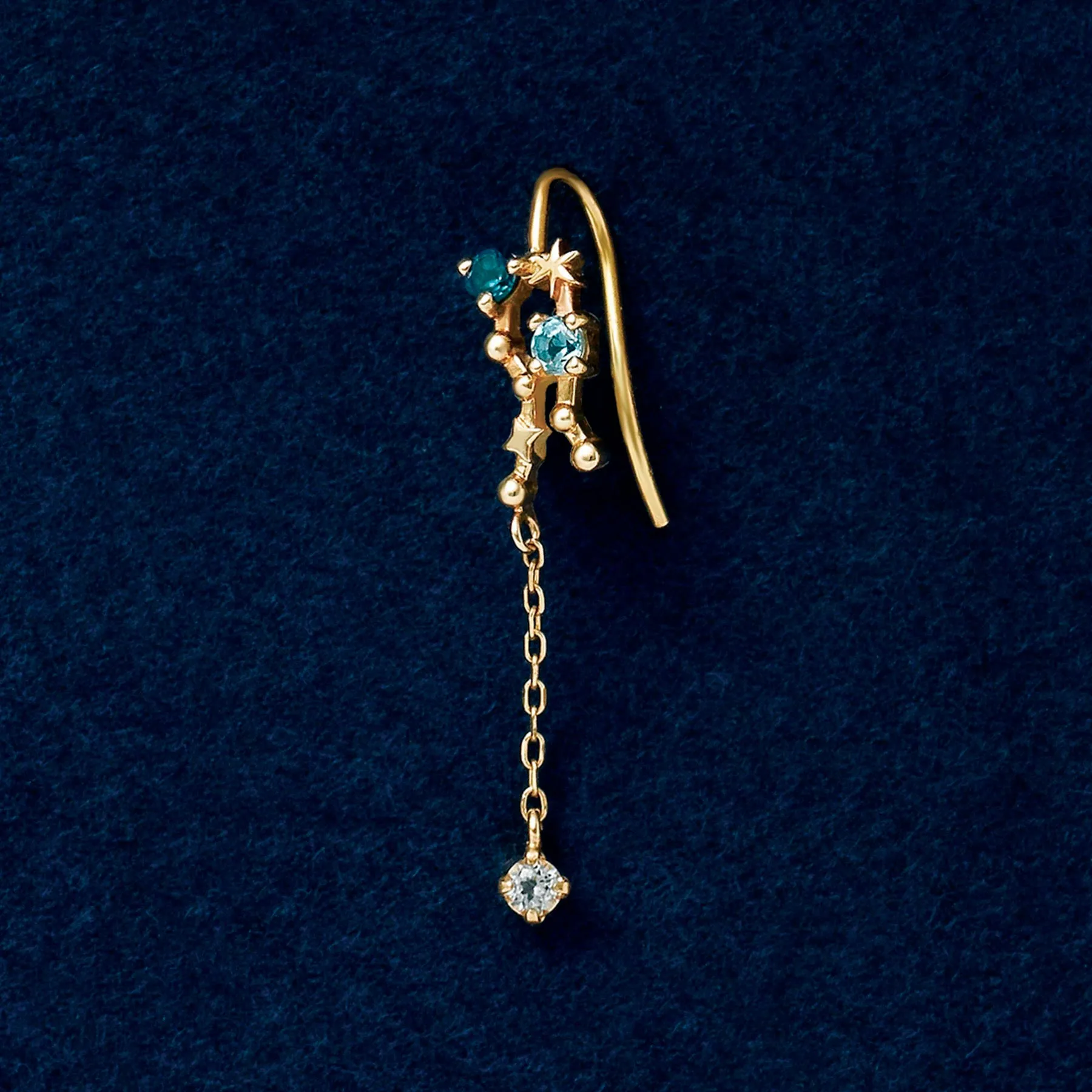 [Solo Earring] 18K/10K "Geminid Meteor Shower" Clipper Wire Single Earring (Yellow Gold)