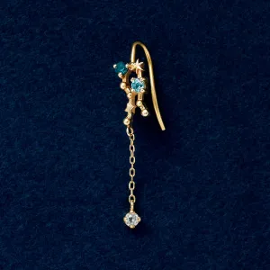 [Solo Earring] 18K/10K "Geminid Meteor Shower" Clipper Wire Single Earring (Yellow Gold)