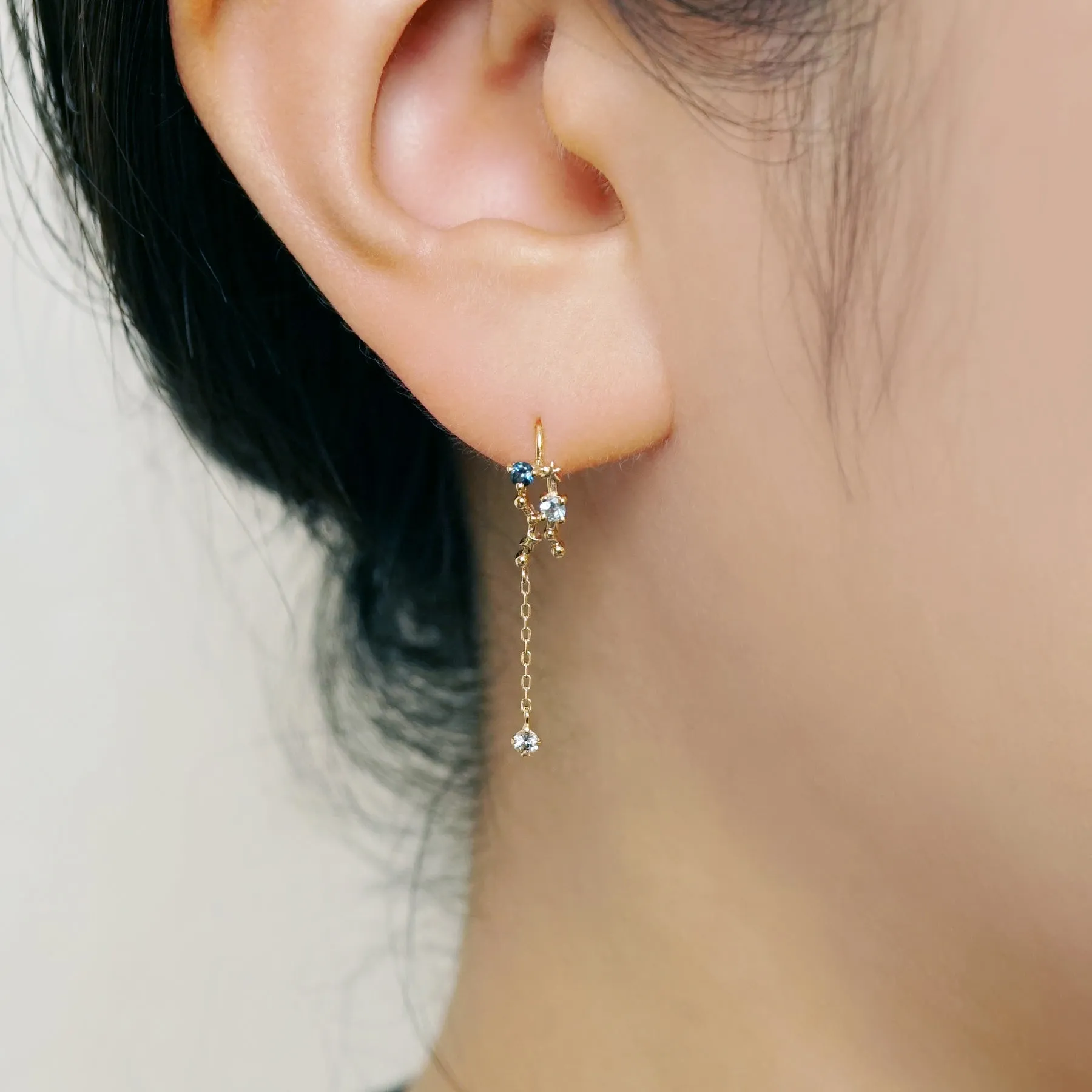 [Solo Earring] 18K/10K "Geminid Meteor Shower" Clipper Wire Single Earring (Yellow Gold)