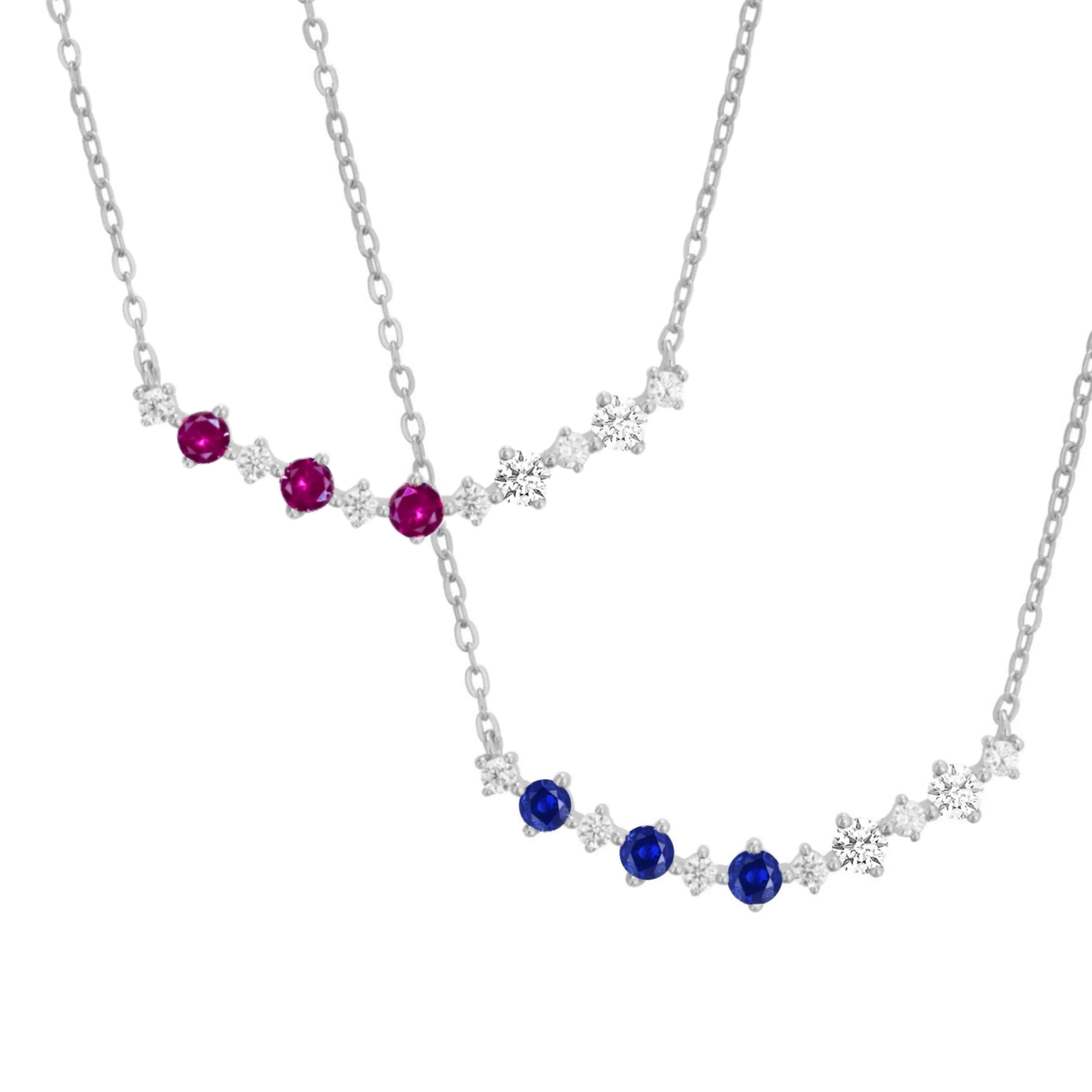 Sterling Silver Colorful Rounded Bar Necklace