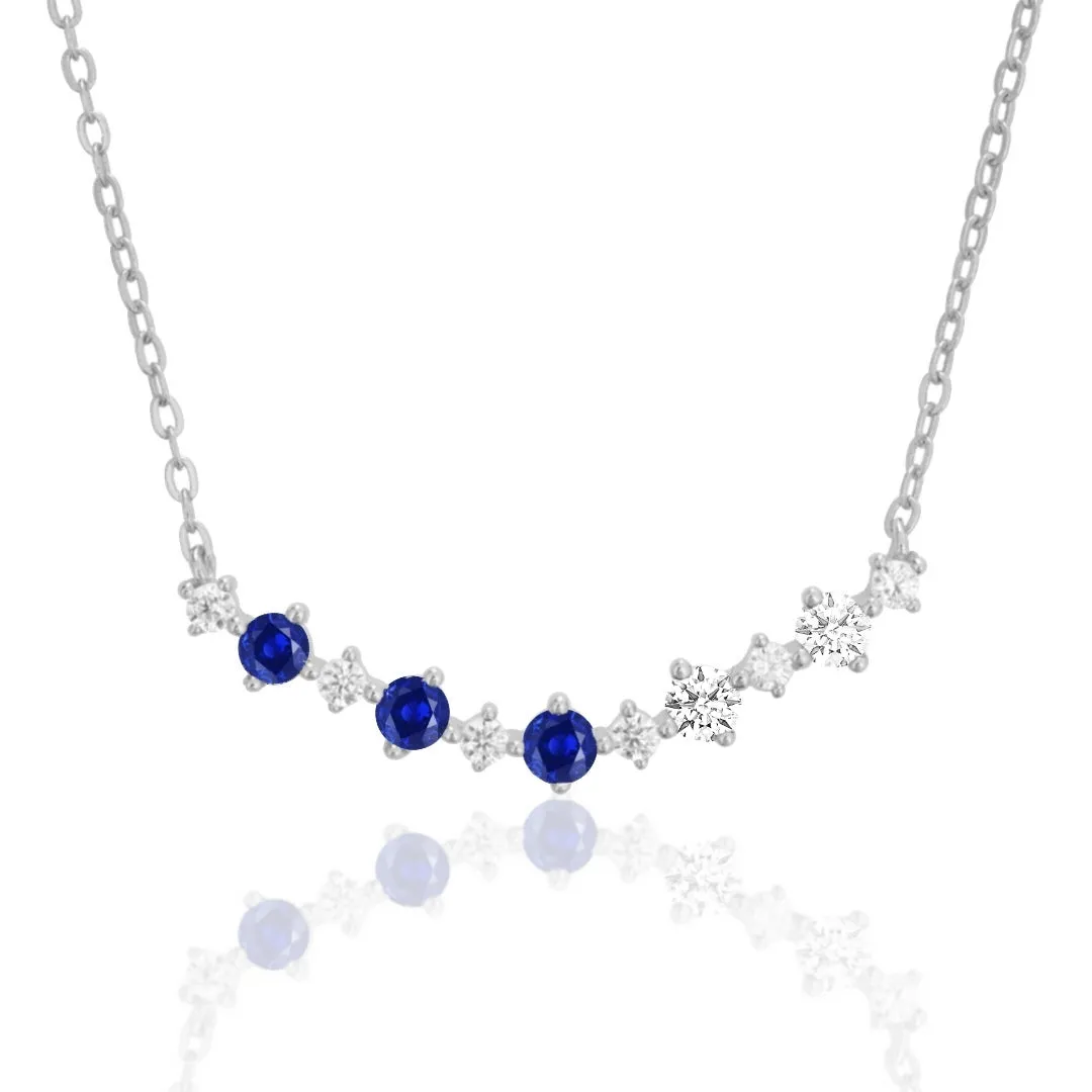 Sterling Silver Colorful Rounded Bar Necklace