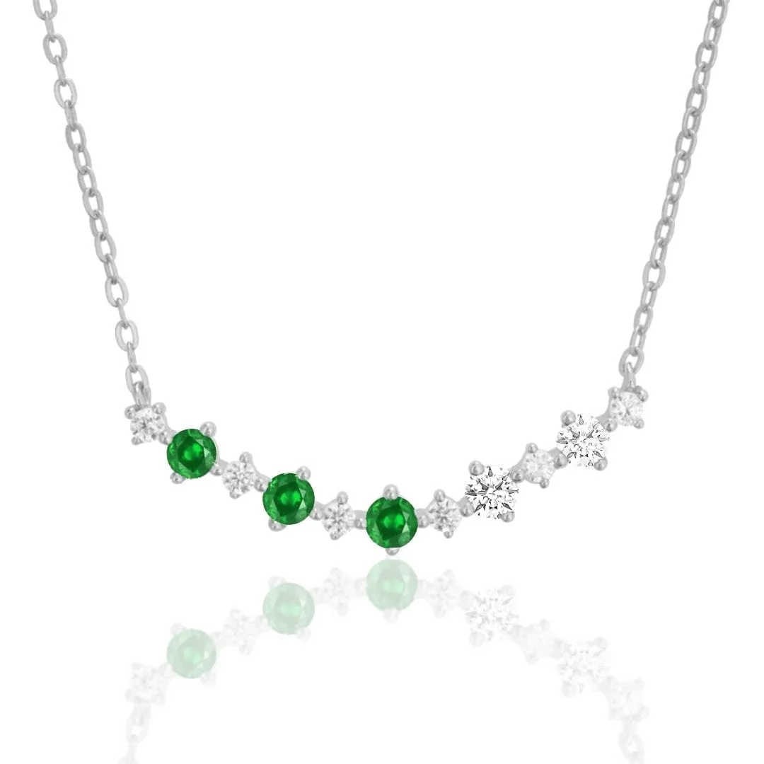 Sterling Silver Colorful Rounded Bar Necklace