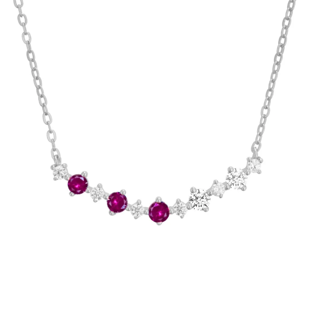 Sterling Silver Colorful Rounded Bar Necklace