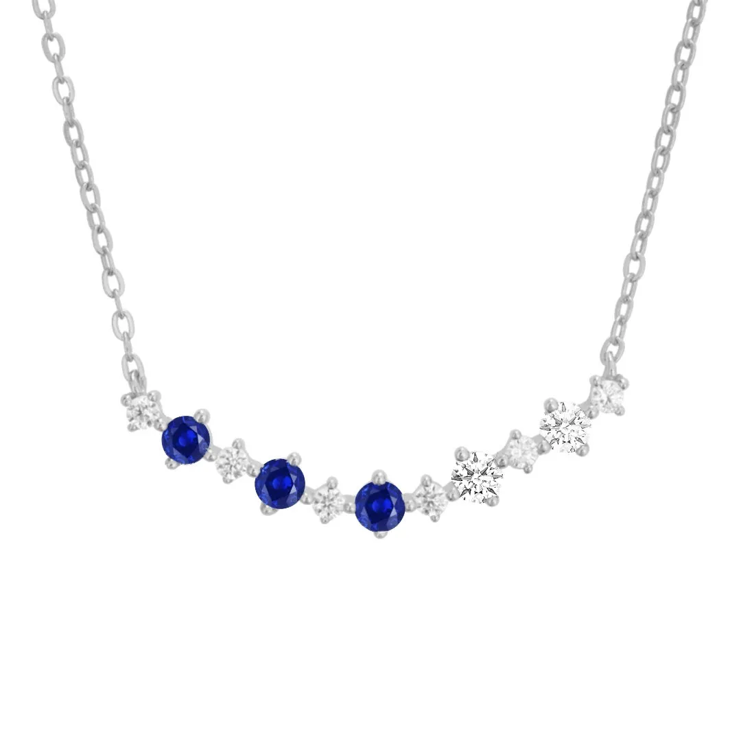 Sterling Silver Colorful Rounded Bar Necklace