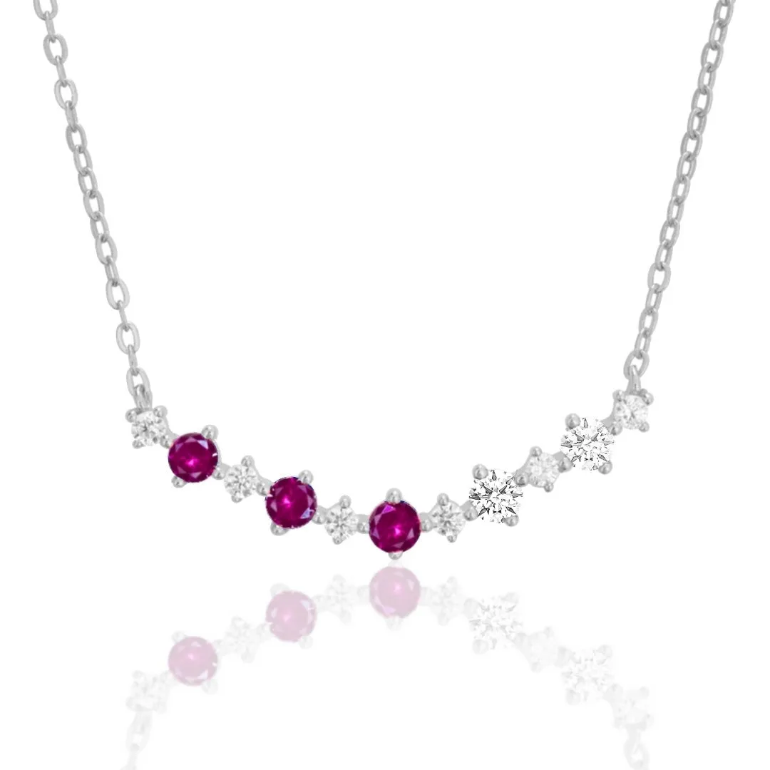 Sterling Silver Colorful Rounded Bar Necklace