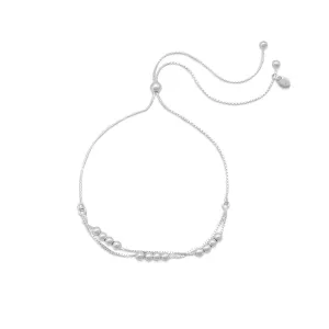 Sterling Silver Double Strand Beaded Friendship Bolo Bracelet