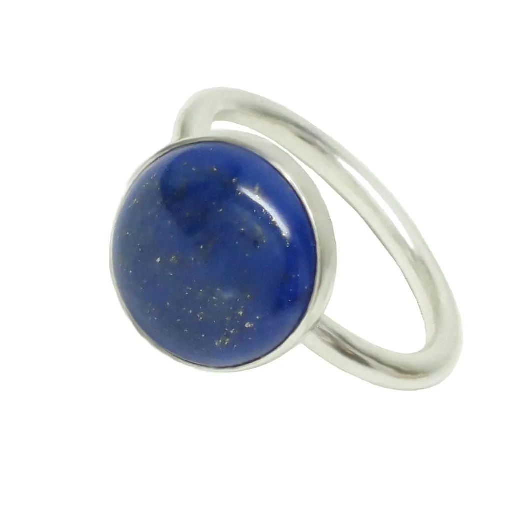 Sterling Silver Lapis Lazuli Round Cabochon Ring Size 7
