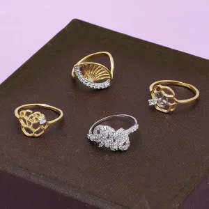Sukkhi Resplendent 4 Combo Gold Plated CZ Ring for Women