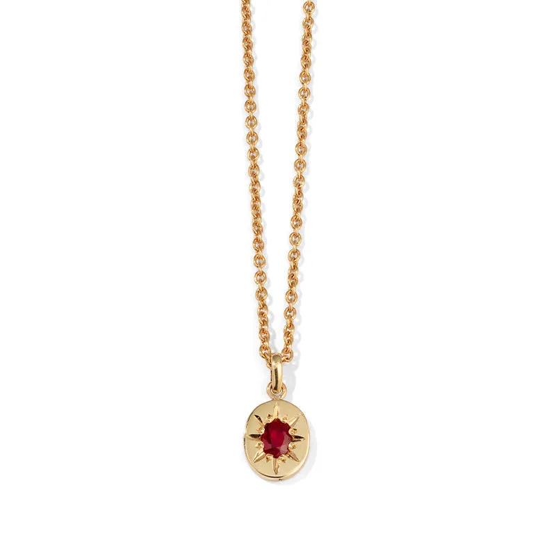 Supernova Necklace, Ruby, 9kt Yellow Gold