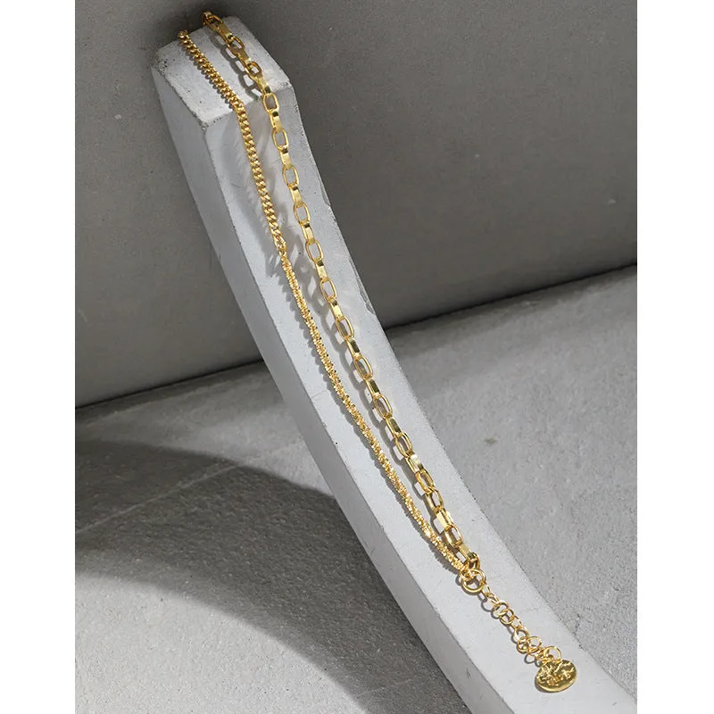 Trendy and Cool Starry Sky Double Layer Chain S925 Pure Silver Bracelet