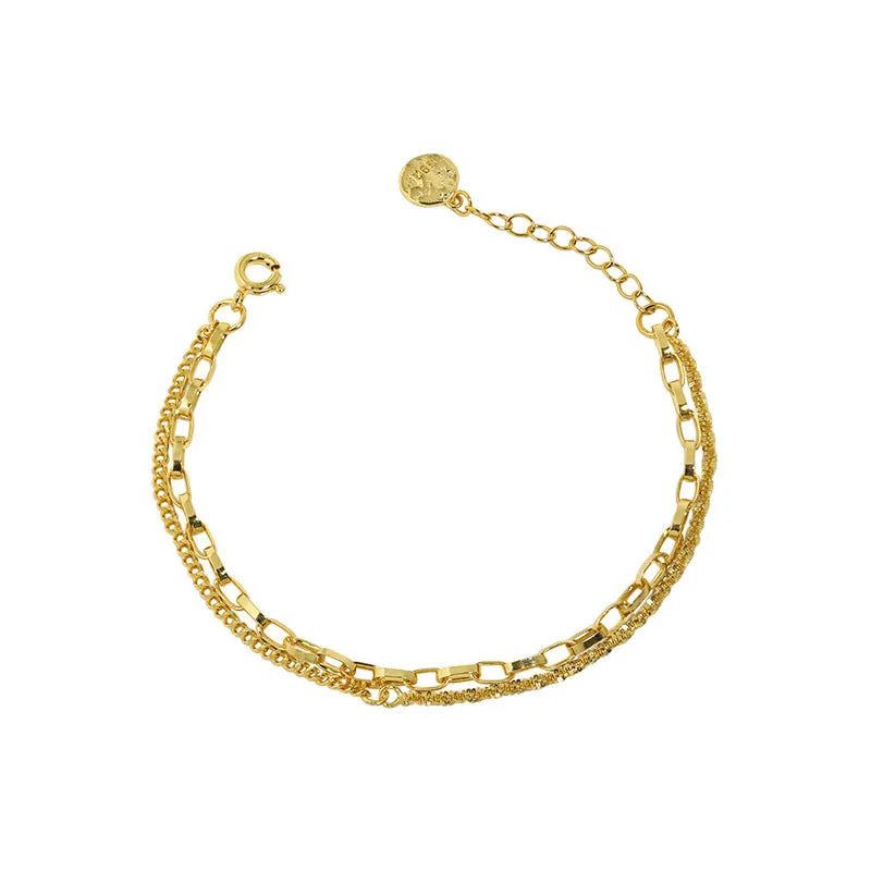 Trendy and Cool Starry Sky Double Layer Chain S925 Pure Silver Bracelet