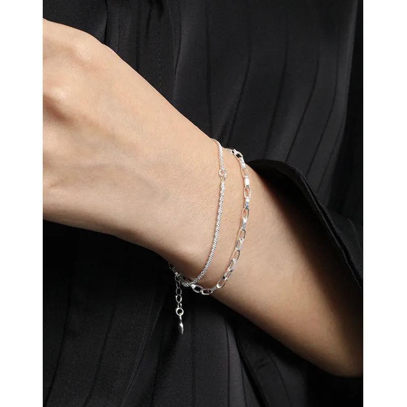 Trendy and Cool Starry Sky Double Layer Chain S925 Pure Silver Bracelet