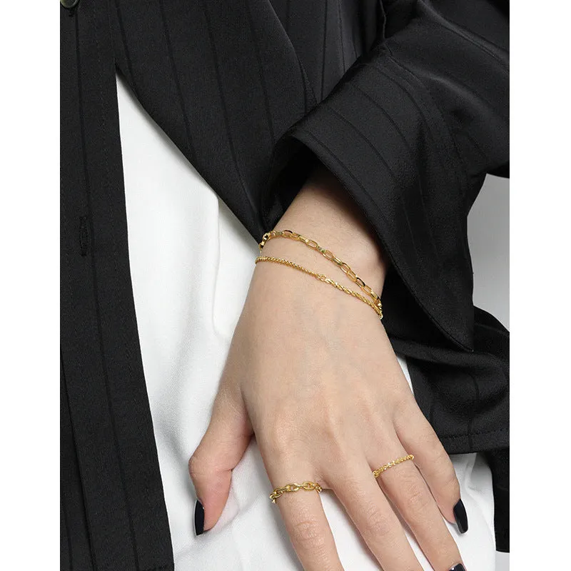 Trendy and Cool Starry Sky Double Layer Chain S925 Pure Silver Bracelet