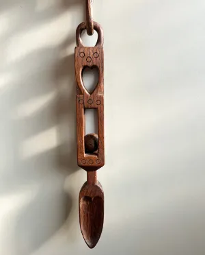 Vintage Welsh Love Spoon  Intricately Carved