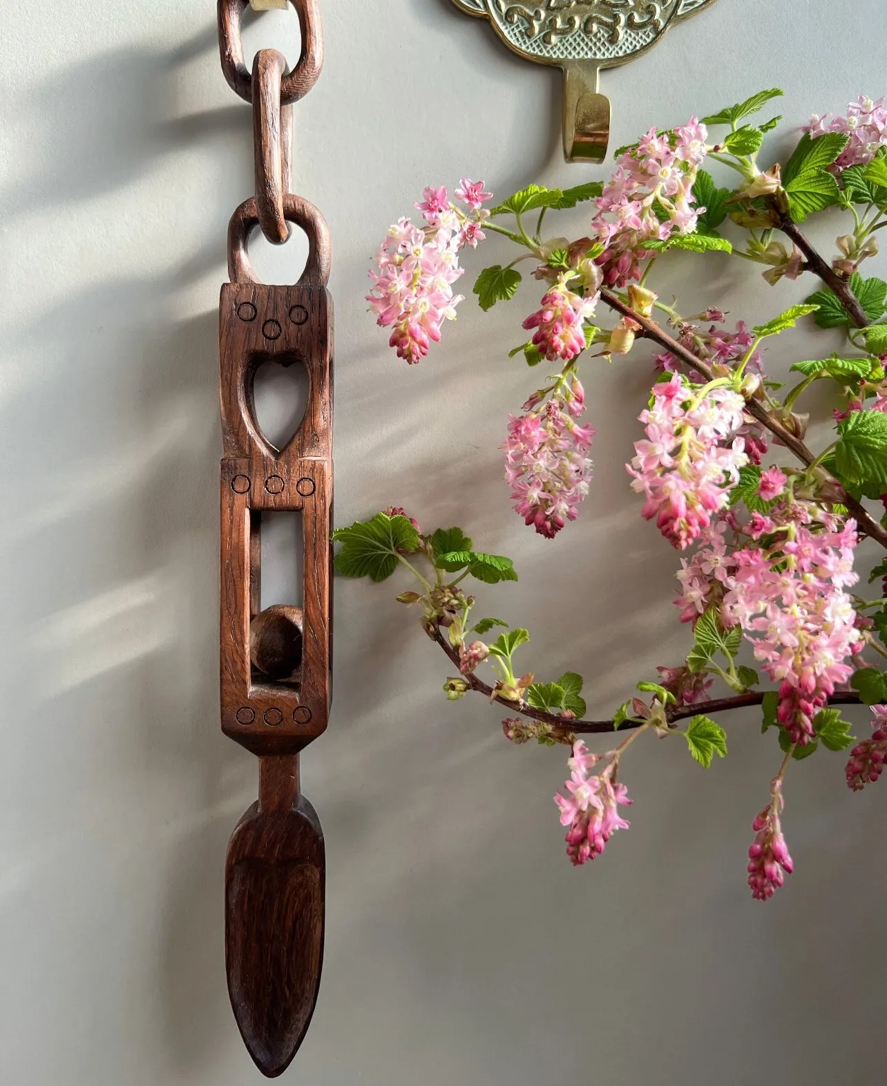 Vintage Welsh Love Spoon  Intricately Carved