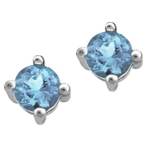 White Gold Blue Topaz Stud Earrings
