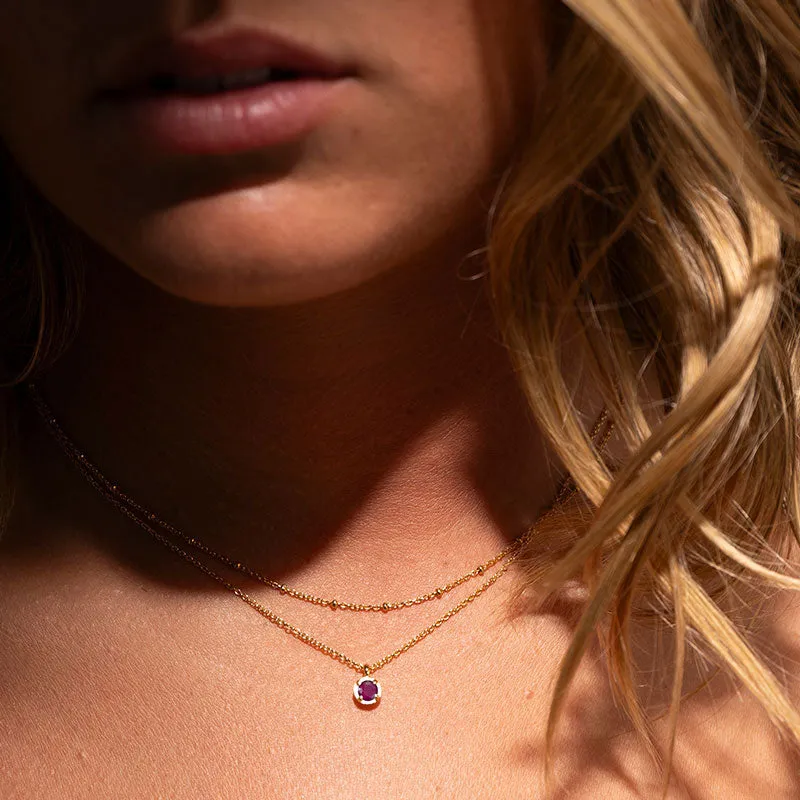 Winkie Necklace, Ruby, 9kt Yellow Gold